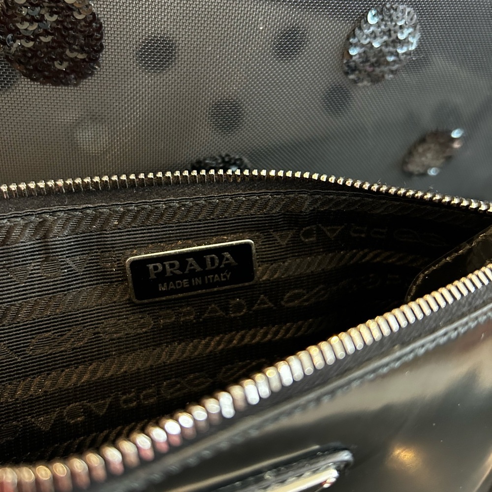 Prada Black and Gray Polka Dot Tote Bag - Picture 2 of 10
